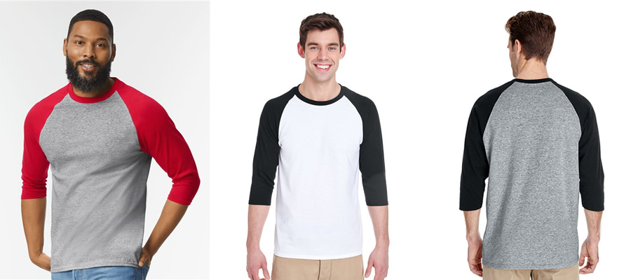 Gildan 5700 Baseball tees modeled