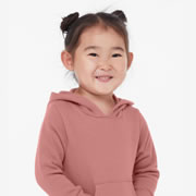 Model wearing Bella Canvas 3719T Toddler Sponge Fleece Hoodie