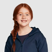 Model wearing Gildan 18600B Youth Heavy Blend Full-Zip Hoodie