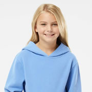 Model wearing Independent Trading Co PRM1500Y Youth Midweight Pigment-Dyed Hoodie