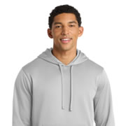 Model wearing Port & Company PC590H Performance Fleece Pullover Hoodie