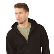 Model wearing Bayside 900 Unisex USA-Made Full-Zip Hoodie