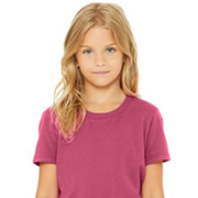 Model wearing Bella Canvas 3001Y Youth T-Shirt