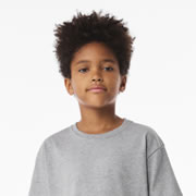 Model wearing Bella Canvas 3010Y Youth 6 oz Heavyweight Tee