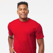 Model wearing Hanes Big and Tall T-shirt