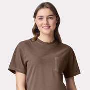 Model wearing Comfort Colors 6030 Garment-Dyed Heavyweight Pocket T-Shirt