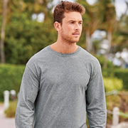 Model wearing Fruit of the Loom 4930R Long-Sleeve T-Shirt