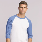 Model wearing Gildan 5700 Baseball T-Shirt