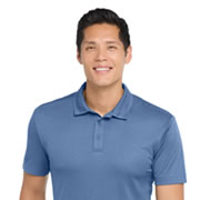 Model wearing Port Authority K542 Heathered Silk Touch Performance Polo