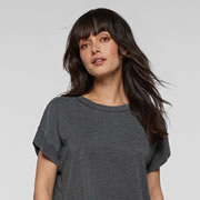 Model wearing LAT 3052 Womens Relaxed Vintage Wash Tee