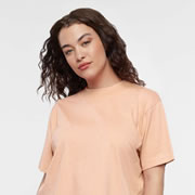 Model wearing LAT 3518 Women's Boxy Tee