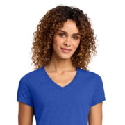 Model wearing Port & Company LPC455V Women's Fan Favorite Blend V-Neck Tee