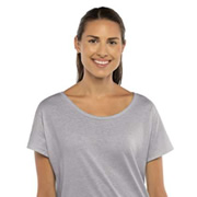 Model wearing Next Level 1560 Women's Ideal Dolman T-Shirt