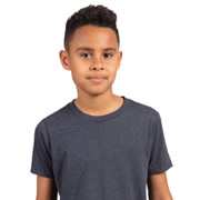 Model wearing Next Level 3312 Youth CVC 60/40 Cotton/Polyester T-shirt