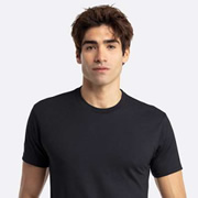 Model wearing Next Level 6210 CVC T-Shirt