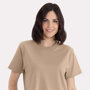 Model wearing Next Level 7610 Women's Heavyweight Boxy T-Shirt