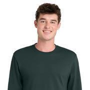 Model wearing Port & Company PC61LS Long Sleeve Essential Tee