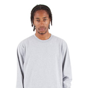 Model wearing Shaka Wear SHMHLS Max Heavyweight Streetwear Long-Sleeve T-Shirt