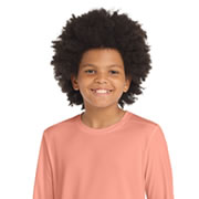 Model wearing Sport-Tek YST420LS Youth Posi-UV Pro Long Sleeve Tee