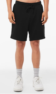 Model wearing Bella Canvas 3724 Unisex Sponge Fleece Shorts