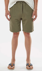 Model wearing Independent Trading Co IND20SRT Men's Midweight Fleece Shorts