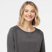 Model wearing Independent Trading Co PRM2000 Women's California Wave Wash Crewneck Sweatshirt