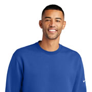 Model wearing Nike NKFD9863 Club Fleece Sleeve Swoosh Crew