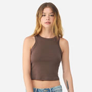 Model wearing Bella Canvas 1013 Ladies Micro Rib Racer Tank